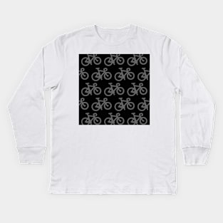 Black and Gray Bikes Pattern Kids Long Sleeve T-Shirt